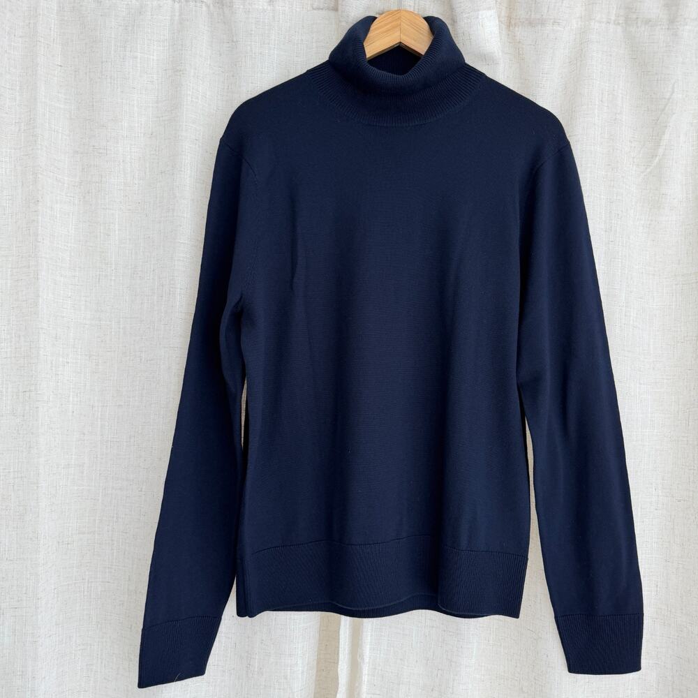 Brooks Brothers Sweater Mens Large Navy Saxxon Wool Golden Fleece Turtleneck NWT